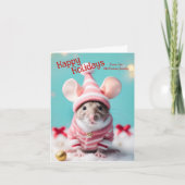 Bijbelvers Schattigee Kerstmuis Naam Foto Feestdagen Kaart (Voorkant)