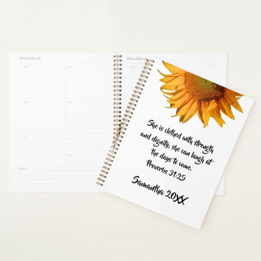 Bijbelvers Spreuken 31:25 Zonnebloem Custom Quote Planner (Display)