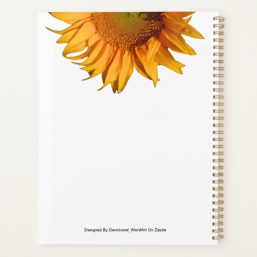 Bijbelvers Spreuken 31:25 Zonnebloem Custom Quote Planner (Achterkant)