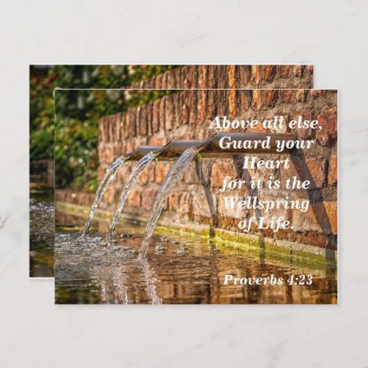 Bijbelvers Spreuken 4:23 Bewaar Uw Hart Briefkaart (Voorkant / Achterkant)