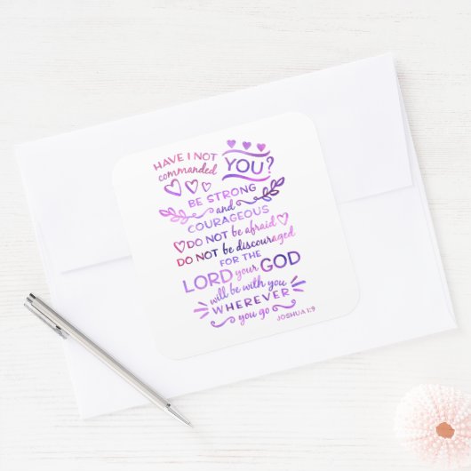 Bijbelvers Sticker Jozua 1:9 (Envelop)