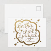 Bijbelvers uit 1 Samuel 1:27 Aankondigingskaart (Voorkant / Achterkant)
