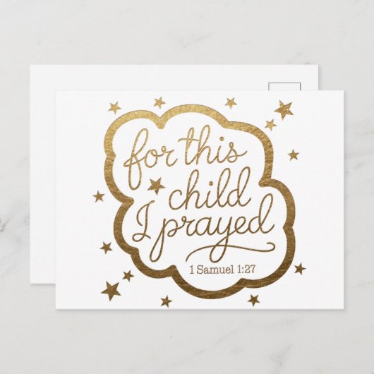 Bijbelvers uit 1 Samuel 1:27 Aankondigingskaart (Voorkant / Achterkant)