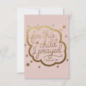 Bijbelvers uit 1 Samuël 1:27 Flat Thank You Card Bedankkaart (Voorkant)