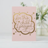 Bijbelvers uit 1 Samuël 1:27 Flat Thank You Card Bedankkaart (Staand voorkant)