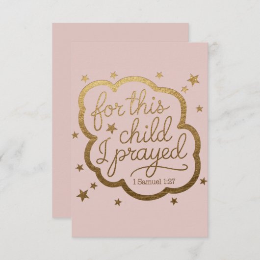 Bijbelvers uit 1 Samuël 1:27 Flat Thank You Card Bedankkaart (Voorkant / Achterkant)