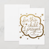 Bijbelvers uit 1 Samuel 1:27 Informatiekaartje (Voorkant / Achterkant)