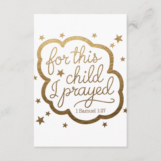 Bijbelvers uit 1 Samuel 1:27 Informatiekaartje (Voorkant)