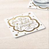 Bijbelvers uit 1 Samuel 1:27 Kartonnen Onderzetters (Schuin)