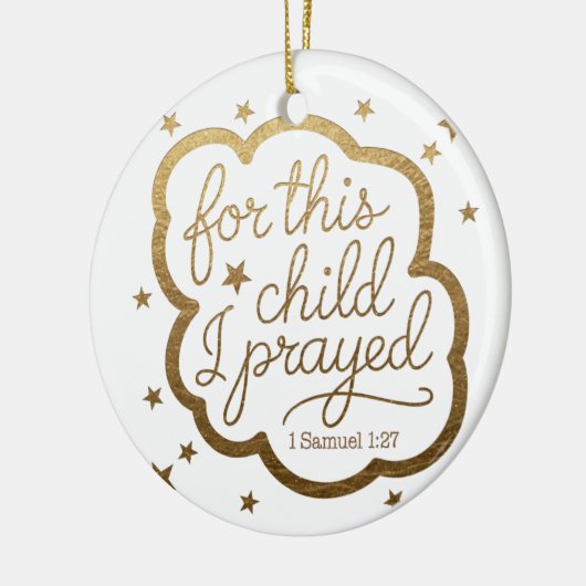 Bijbelvers uit 1 Samuel 1:27 Keramisch Ornament (Links)