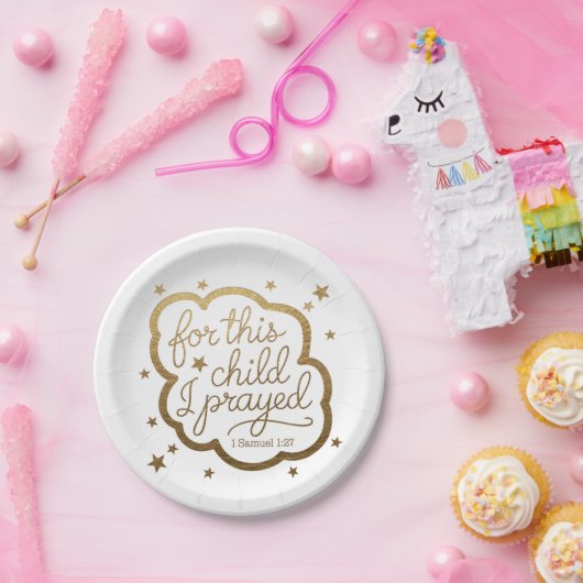 Bijbelvers uit 1 Samuël 1:27 Papieren Bord (Feest)
