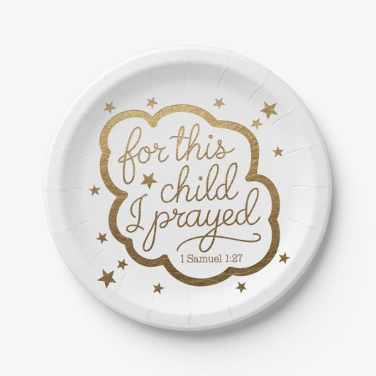 Bijbelvers uit 1 Samuël 1:27 Papieren Bord (Voorkant)