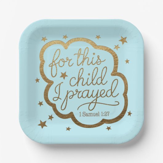 Bijbelvers uit 1 Samuel 1:27 Papieren Bordje (Voorkant)