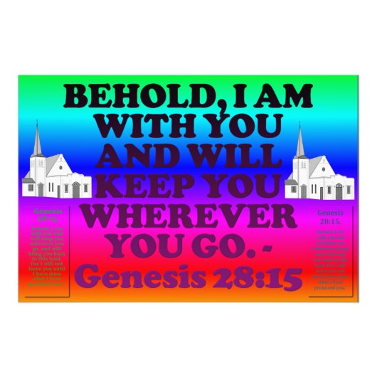 Bijbelvers uit Genesis 28:15. Foto Afdruk (Voorkant)