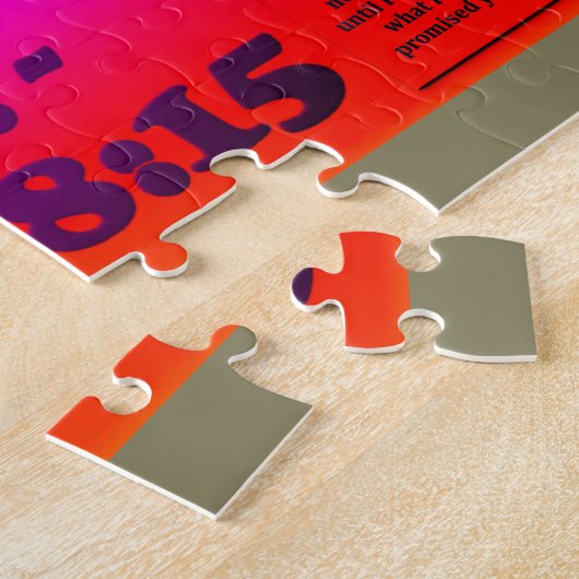 Bijbelvers uit Genesis 28:15. Legpuzzel (Zijkant)