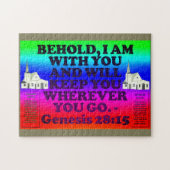 Bijbelvers uit Genesis 28:15. Legpuzzel (Horizontaal)