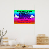 Bijbelvers uit Genesis 28:15. Poster (Keuken)