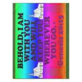 Bijbelvers uit Genesis 28:15. Tafelkleed (Voorkant)