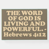 Bijbelvers uit Hebreeën 4:12. Gastenboek (Achterkant)