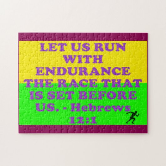 Bijbelvers uit Hebreeuws 12:1. Legpuzzel (Horizontaal)