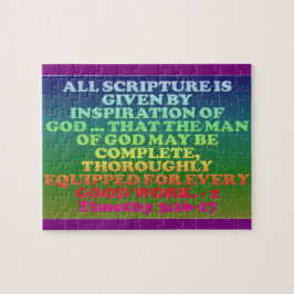 Bijbelvers van 2 Timothy 3:16-17. Legpuzzel