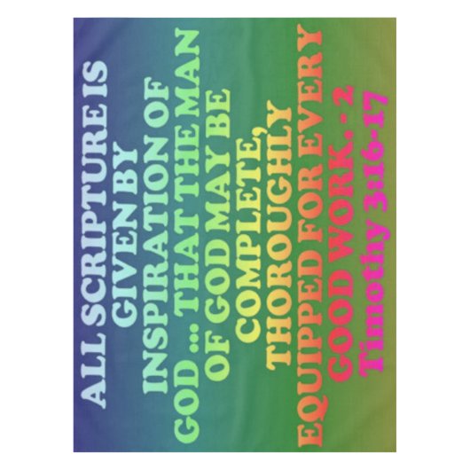 Bijbelvers van 2 Timothy 3:16-17. Tafelkleed (Voorkant)