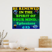 Bijbelvers van Ephesians 4:23. Poster (Keuken)