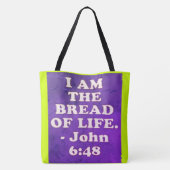 Bijbelvers van John 6:48. Tote Bag (Achterkant)