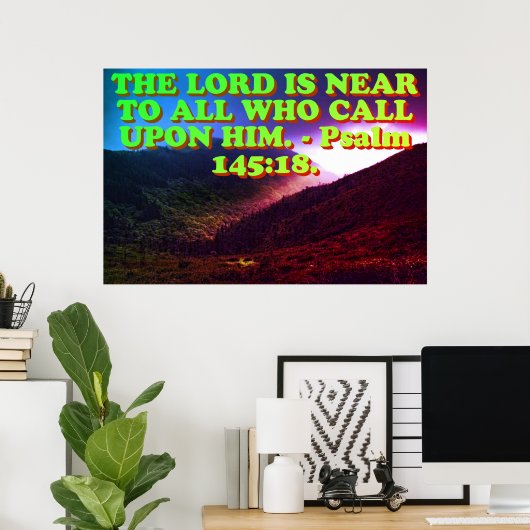 Bijbelvers van Psalm 145:8. Poster (Thuiskantoor)