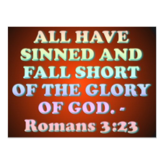 Bijbelvers van Romans 3:23. Foto Afdruk (Voorkant)