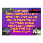 Bijbelvers van Romans 5:8. Foto Afdruk (Voorkant)