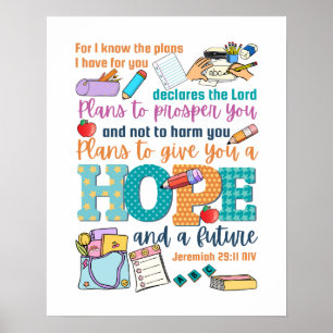 Bijbelvers voor kinderen Jeremia 29:11 Poster