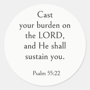 Bijbelvers voor Stress, Psalm 55:22, Modern Eenvou Ronde Sticker