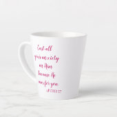 Bijbelvers werpen uw angst op Hem Latte Mok (Linkerhoek)