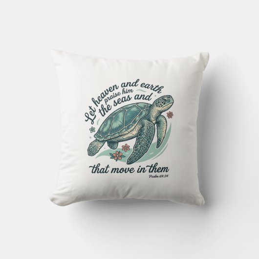 Bijbelvers Zeeschildpad Vintage Gravure Ontwerp_1 Kussen (Voorkant)