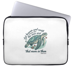 Bijbelvers Zeeschildpad Vintage Gravure Ontwerp_1 Laptop Sleeve