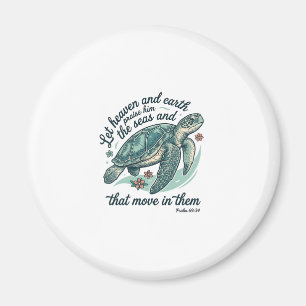 Bijbelvers Zeeschildpad Vintage Gravure Ontwerp_1 Magneet