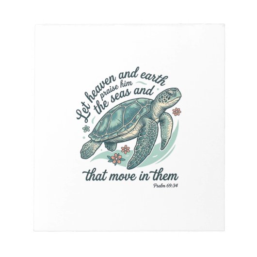 Bijbelvers Zeeschildpad Vintage Gravure Ontwerp_1 Notitieblok (Voorkant)