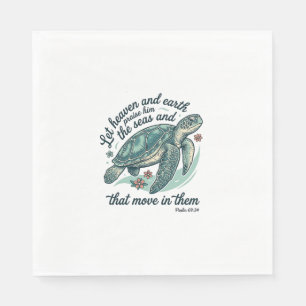Bijbelvers Zeeschildpad Vintage Gravure Ontwerp_1 Servet
