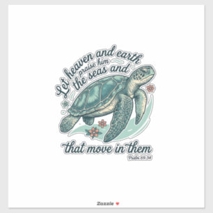 Bijbelvers Zeeschildpad Vintage Gravure Ontwerp_1 Sticker