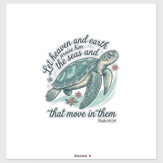 Bijbelvers Zeeschildpad Vintage Gravure Ontwerp_1 Sticker (Vel)