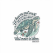 Bijbelvers Zeeschildpad Vintage Gravure Ontwerp_1 Sticker (Voorkant)