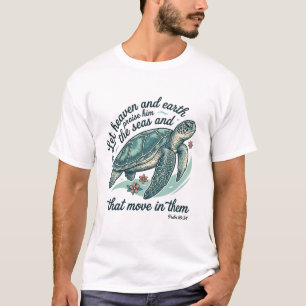 Bijbelvers Zeeschildpad Vintage Gravure Ontwerp_1 T-shirt