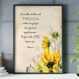 Bijbelvers Zonnebloem Schrift Wall Art Poster