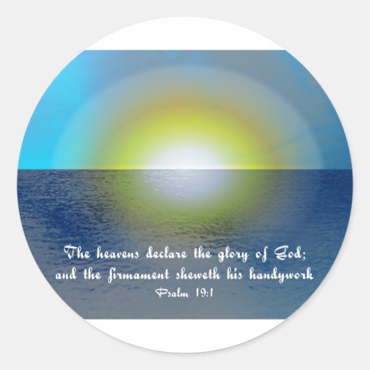 Bijbelvers & Zonsondergang Ronde Sticker (Voorkant)