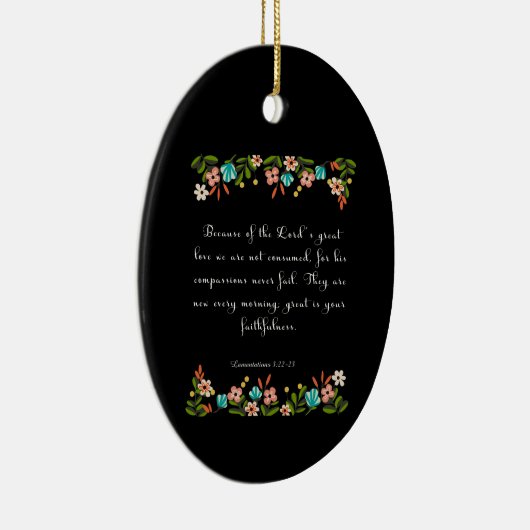 Bijbelverse art - Lamentatie 3:22-23 Keramisch Ornament (Rechts)