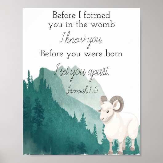 Bijbelverse Art Print Jeremiah 1:5 (Voorkant)