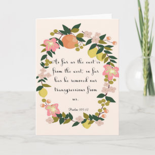 Bijbelverse art - psalm 103:12 feestdagen kaart