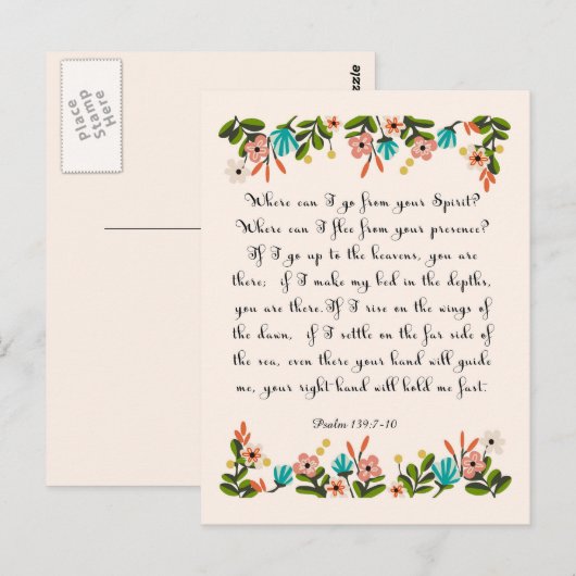 Bijbelverse art - psalm 139:7-10 briefkaart (Voorkant / Achterkant)