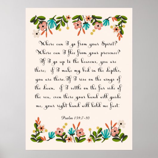 Bijbelverse art - psalm 139:7-10 poster (Voorkant)